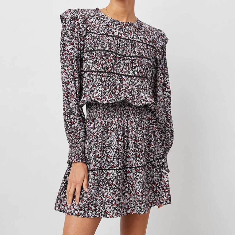 Rails Women’s Size Medium Faren Dress Midnight Meadow Ruffle Smocked NWOT